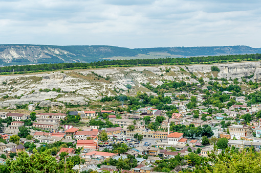 Panoramic view of Bakhchisarai city in central Crimea, populated mostly by Crimean Tatar