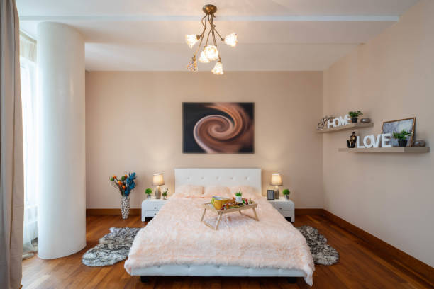 istock Modern interior of bedroom. King-size bed. 1189184670