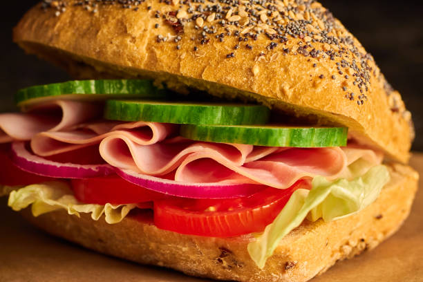istock Sub sandwich with ham and fresh vegetable. 1189184985