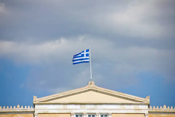 Hellenic Parliament, which is the parliament of Greece, located in the Old Royal Palace, overlooking Syntagma Square in Athens, Greece