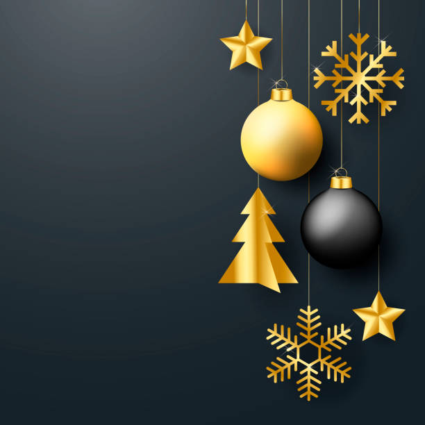 istock Christmas background with christmas golden ball star snowflake and tree. 1189187946