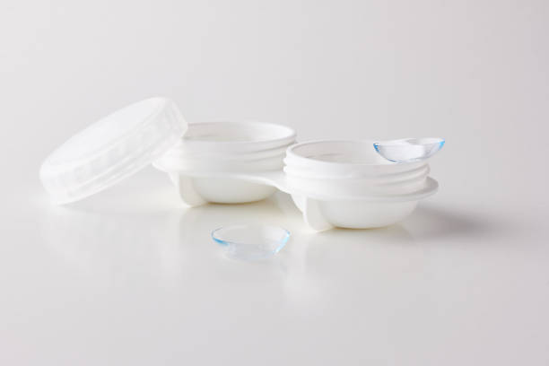 istock Contact lenses and case on white background 1189188486