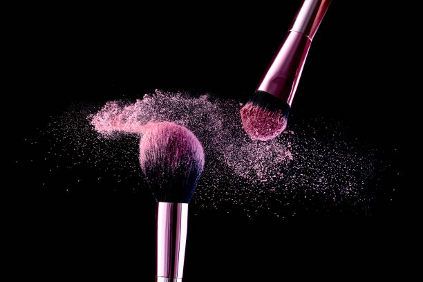 Flying make up brushes - fotografia de stock