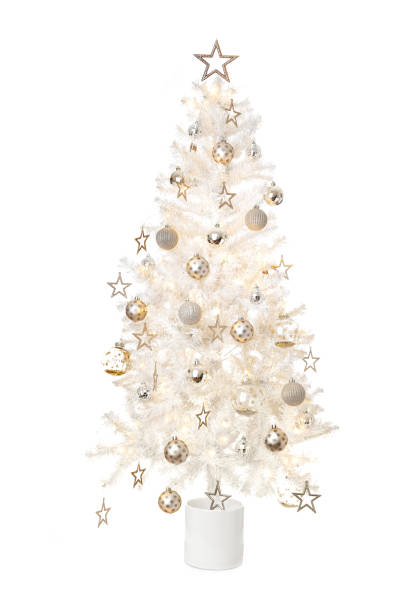 istock White Christmas tree with gold decorations 1189189548
