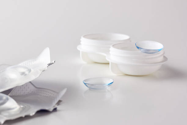 istock Contact lenses and case on white background 1189189567