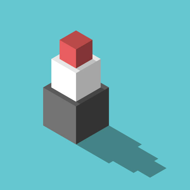 czerwone, białe, czarne kostki - block stack stacking cube stock illustrations