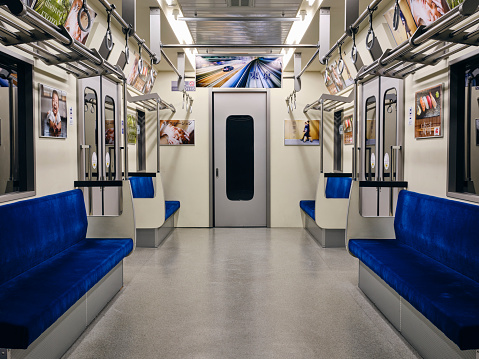 An empty Japanese subway train. Fully property released location.