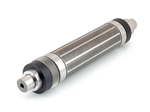 istock Magnetic cylinder for die cut on rotary printing press isolated on white background with shadow reflection. Cylinder for flexo rotary die cutting on in-line press machine with clipping path. 1189190099