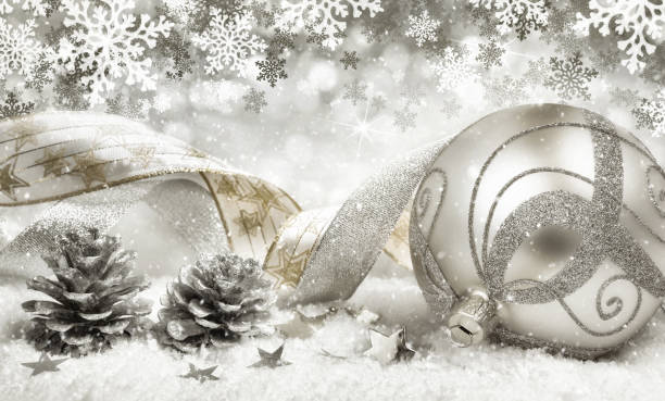 istock Christmas ornaments in beautiful snow 1189191348