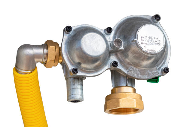 istock Type B NG residential direct-action, spring-loaded regulator for gas with high performance and reinforced safety features isolated on white background with clipping path. 1189191692