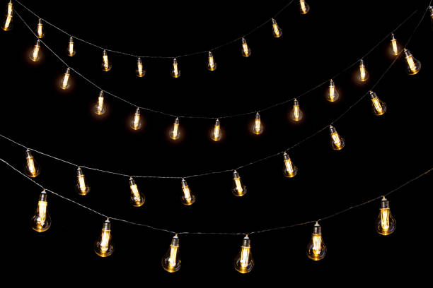 string of light bulbs - 4 string imagens e fotografias de stock