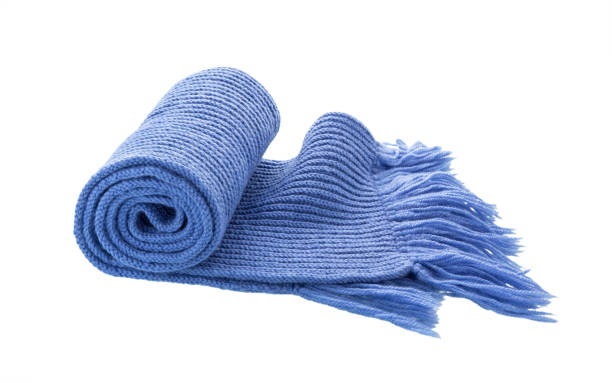 istock Blue knitted scarf isolated on white 1189199836