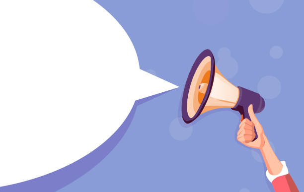 istock Megaphone white bubble for social media marketing concept. 1189200274