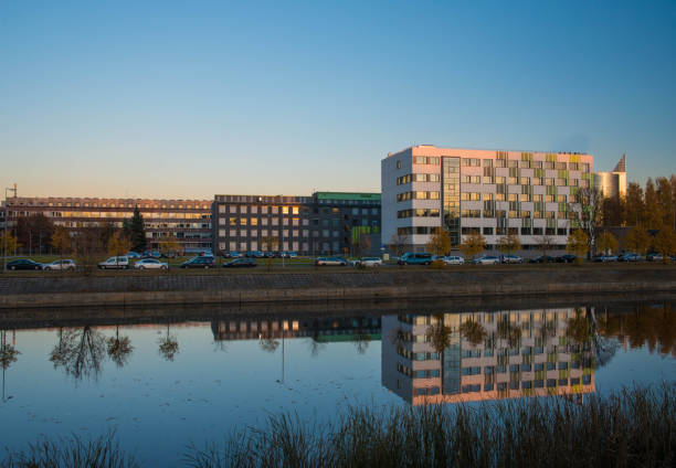 istock Modern architecture. Office building. Reflection on the water. 1189205126