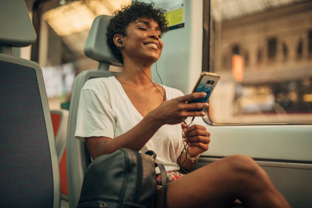 istock Pretty woman in train 1189205261