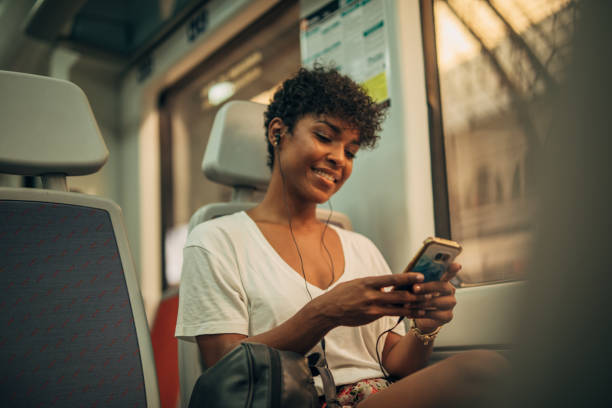 istock Pretty woman in train 1189205338
