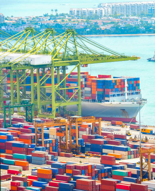 istock Port containers ships industrial, Singapore 1189211386