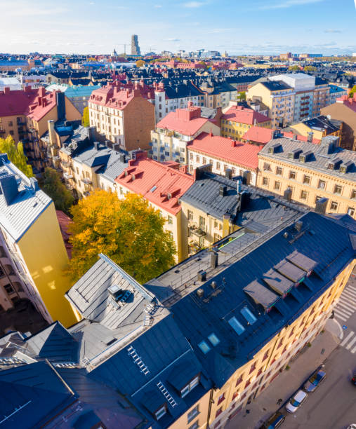 istock Flying over central Stockholm, apartment buildings 1189212791