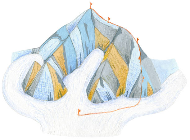 illustrations, cliparts, dessins animés et icônes de montagne avec des drapeaux rouges - us glacier national park