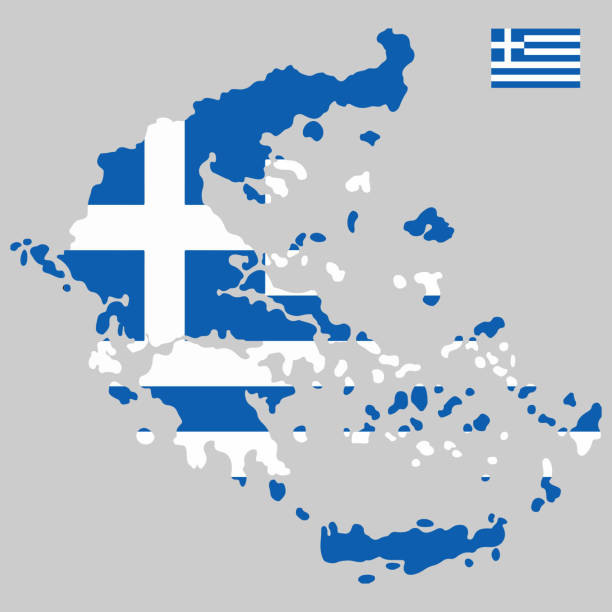 griechenland karte flagge vektor illustration eps 10 - flag national flag greek flag greece stock-grafiken, -clipart, -cartoons und -symbole