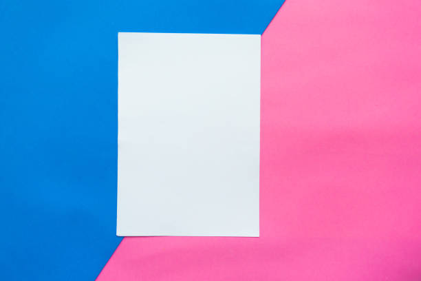 istock White mockup blank on geometric blue and pink background 1189222458