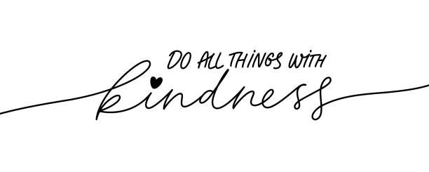 Do all things with kindness hand drawn vector calligraphy. Brush pen style modern lettering. Do all things with kindness hand drawn vector calligraphy. Brush pen style modern lettering. Ink illustration isolated on white background. Positive quote for World Kindness Day and relationship. affectionate stock illustrations
