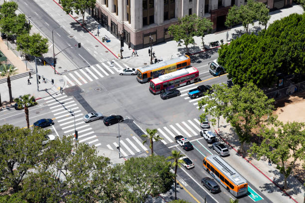 Traffic in Los Angeles, Aerial View stock photo