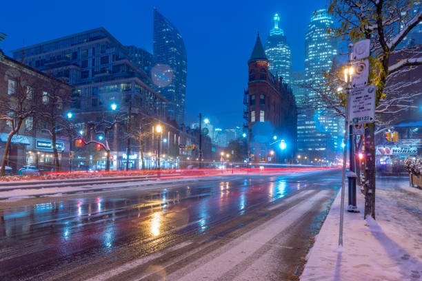 istock Flat Iron Building Toronto at night of Winter 1189226838
