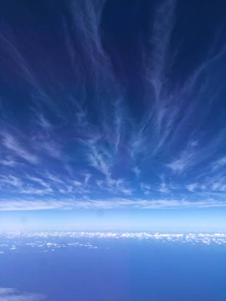 istock Sky from airplane, lines of clouds 1189227034