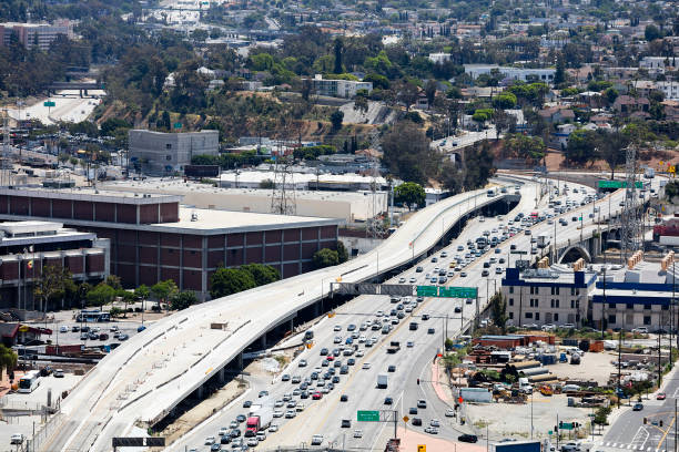 istock Traffic Jam on Highway in Los Angeles, Aerial View 1189227131
