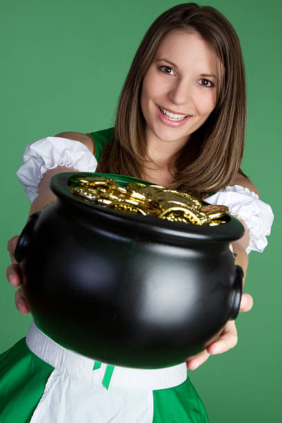 Pot of Gold Girl stock photo