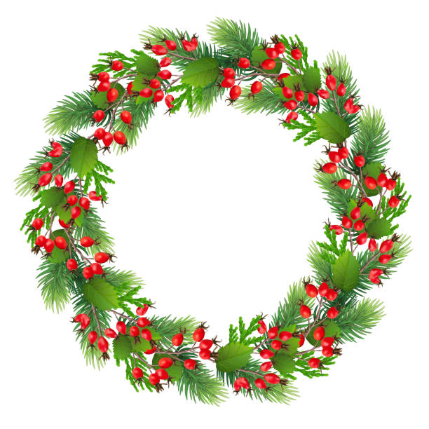 istock Xmas and New Year winter decoration. Christmas tree frame with pine cones, fir and spruce evergreen plant branches. 1189231831