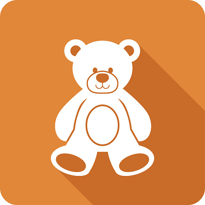 Vector illustration of a brown teddy bear icon in flat style.