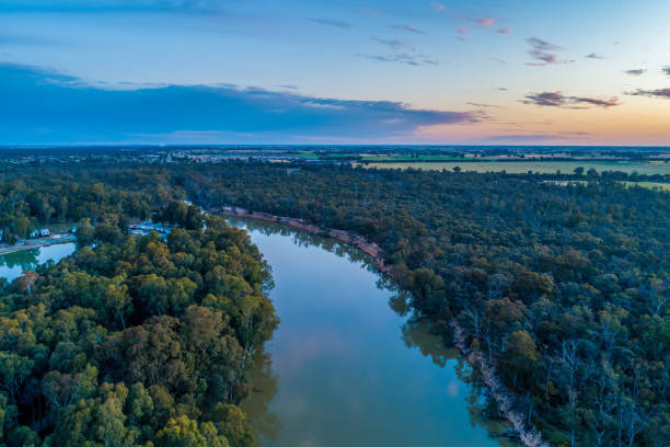 istock Murray River at dusk aerial view 1189241874
