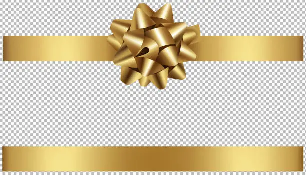 Vector illustration of gold bow and ribbon illustration for christmas and birthday decorations