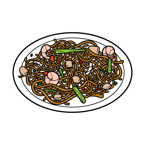 Cartoon Chow Mein Chinese Noodle Illustration Stock Illustration - Download  Image Now - Chow Mein, Duck Meat, Asia - iStock