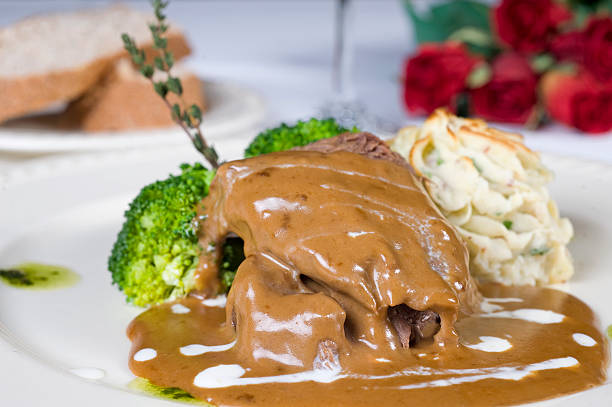istock Camel steak in gravy sauce a la carte meal 118925872