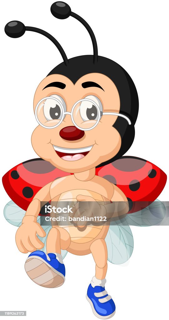 Funny Red Brown Ladybug Wearing Eyeglasses And Blue Shoes Cartoon Stock  Illustration - Download Image Now - iStock