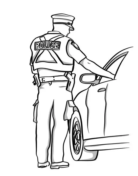 Vector illustration of Cop Asking For ID