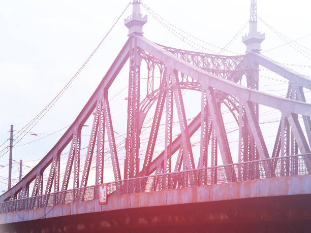 istock Steel bridge in detail during sunset time background 1189264871