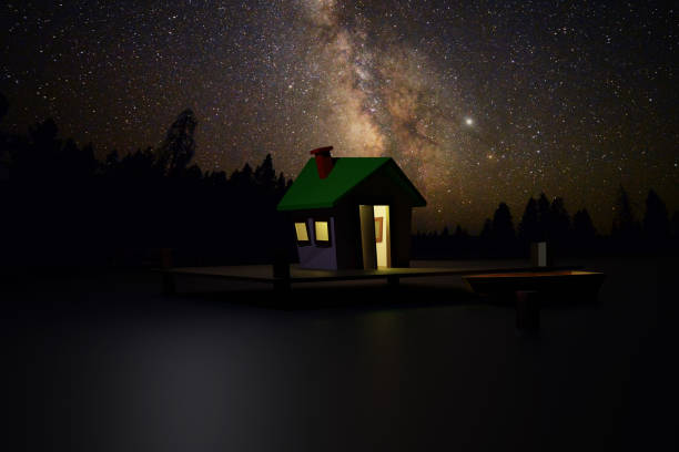 istock cartoon house at night 1189266422
