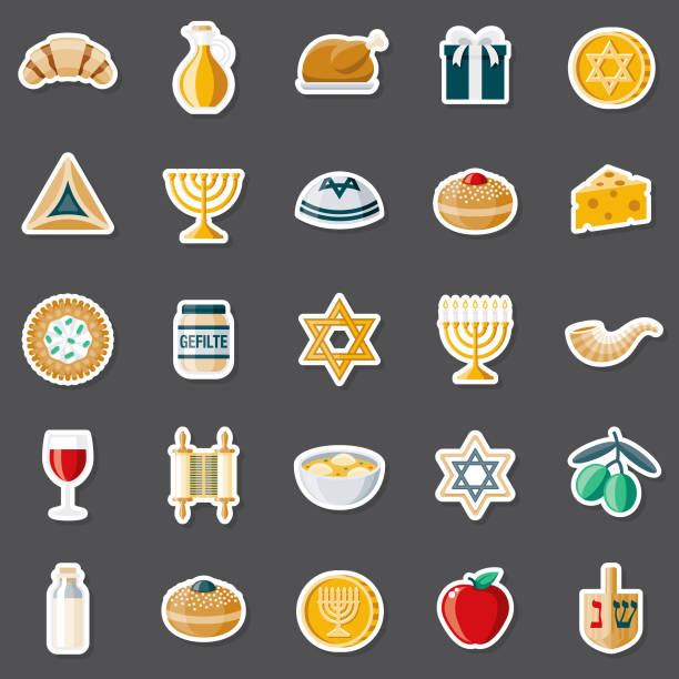 ilustrações, clipart, desenhos animados e ícones de jogo da etiqueta de hanukkah - yarmulke