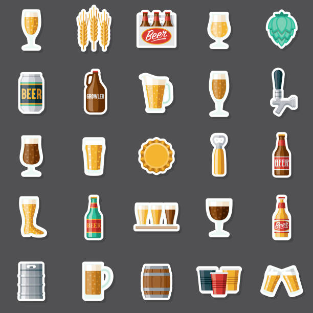 ilustrações, clipart, desenhos animados e ícones de jogo da etiqueta da cerveja - cans toast