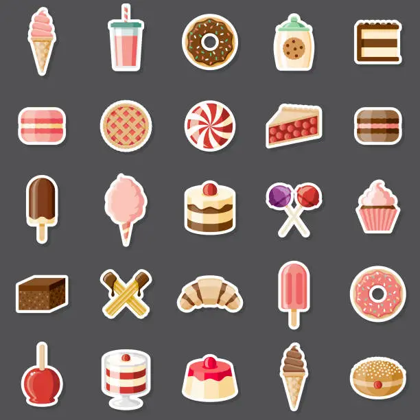 Vector illustration of Dessert Sticker Set