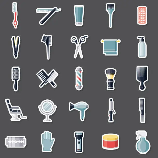 Vector illustration of Hairdressing Sticker Set