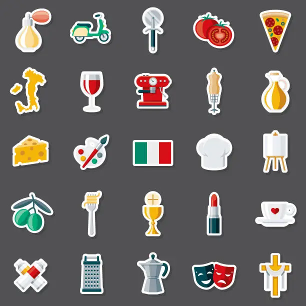 Vector illustration of Italy Sticker Set