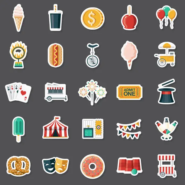 Vector illustration of Carnival Sticker Set