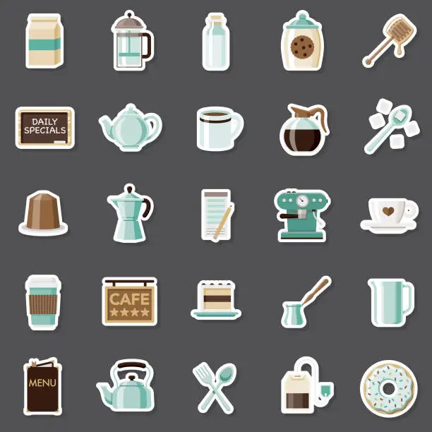 Vector illustration of Coffee Sticker Set
