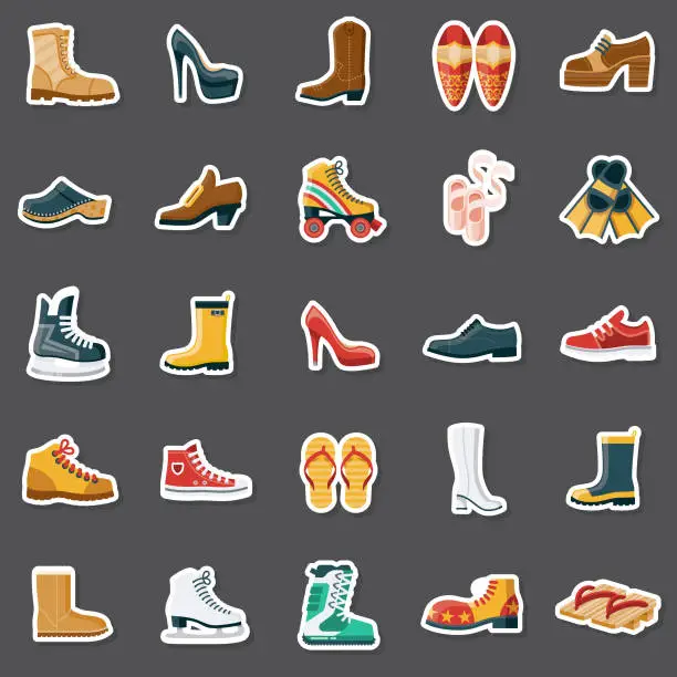 Vector illustration of Footwear Sticker Set