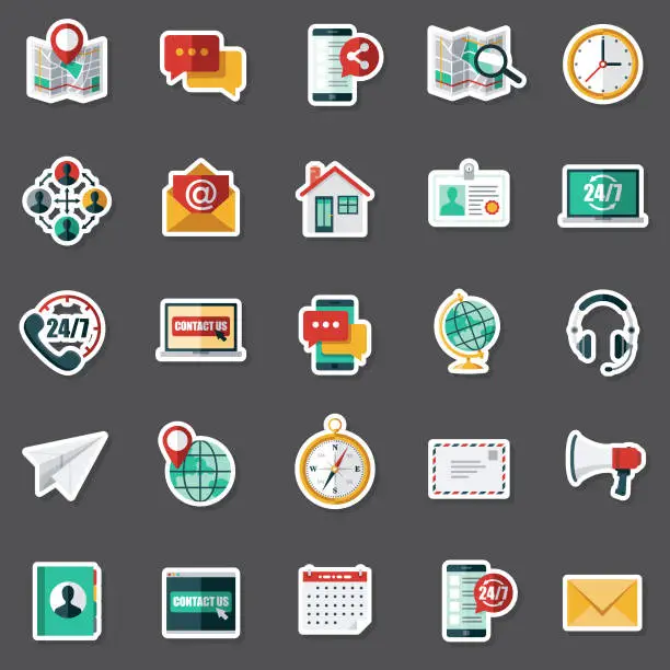 Vector illustration of Customer Service Sticker Set